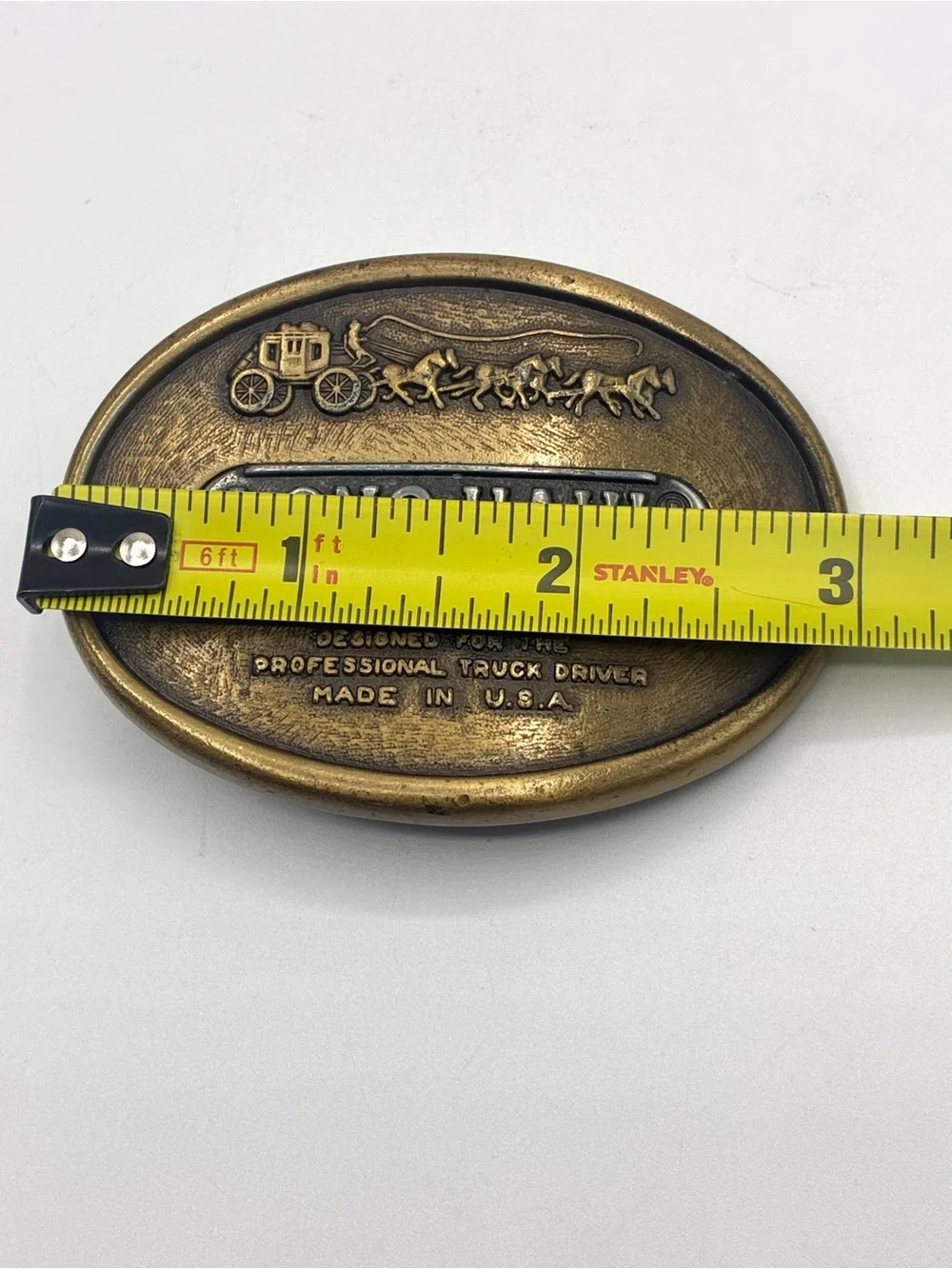 Vintage Long Haul Professional Truck Driver Brass Tone Belt Buckle Made USA
